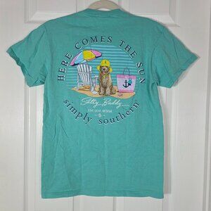 Simply Southern "Here Comes the Sun" Green Short Sleeve Tee Shirt Size Small